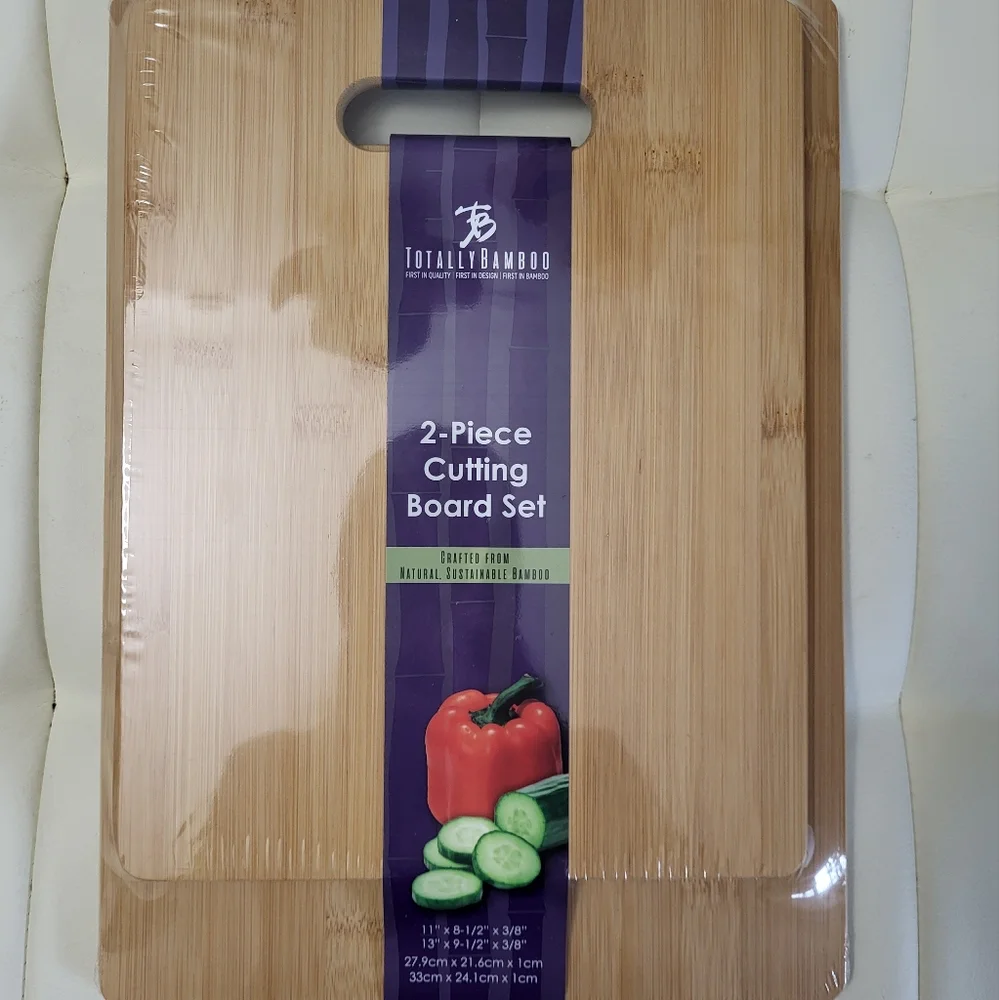Totally Bamboo Natural Bamboo 2-Piece Cutting Board Set - Brown